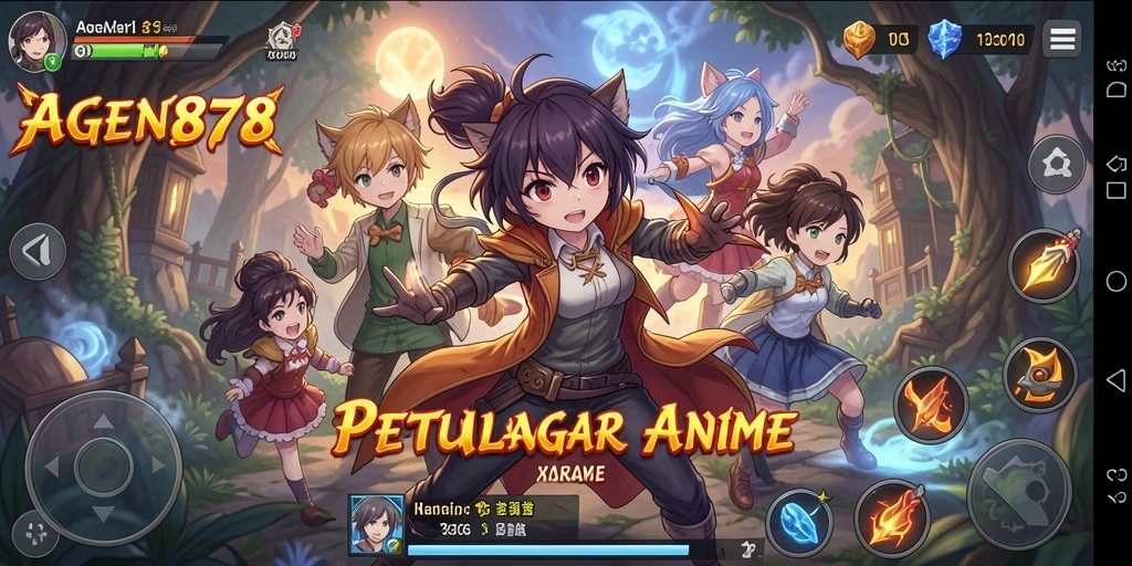 Tampilan gameplay AGEN878 yang penuh aksi dan karakter anime.