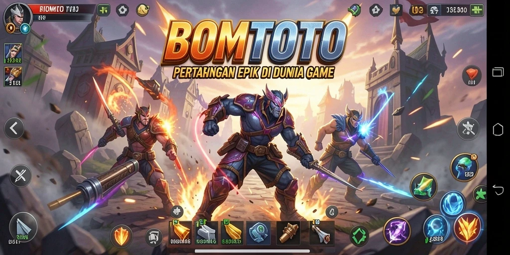 Tangkapan layar menampilkan pertarungan seru dalam BOMTOTO.