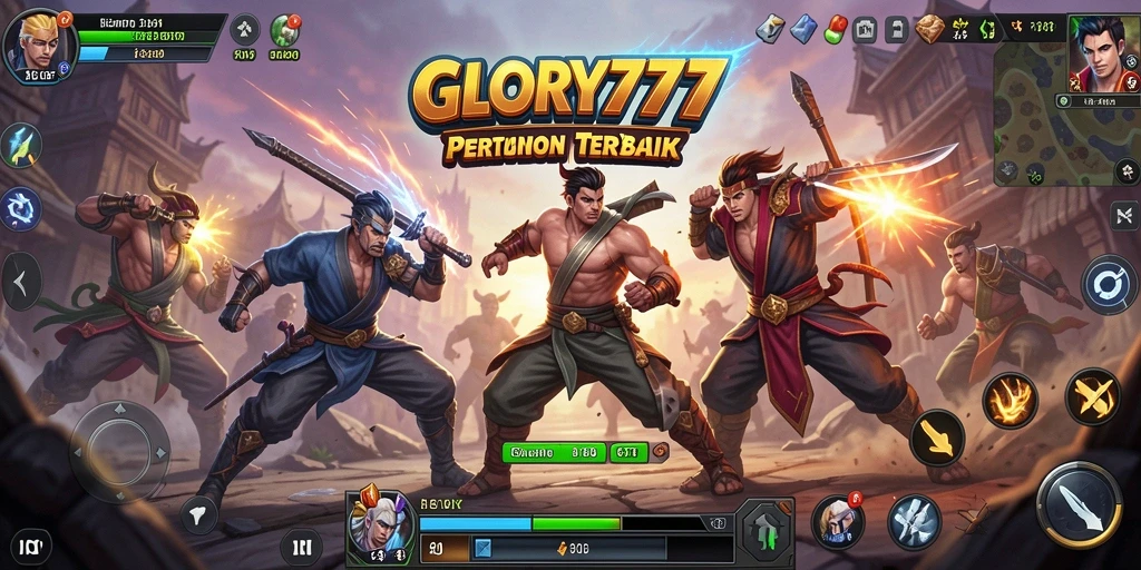 Screenshot gameplay GLORY777 menampilkan aksi pertarungan yang mendebarkan.