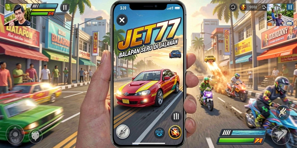 Gameplay seru di JET77 dengan trek balapan menantang.