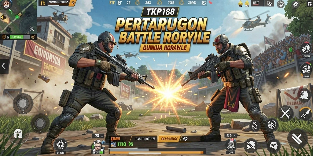 Screenshot gameplay TKP188 yang menunjukkan aksi seru dalam pertempuran Battle Royale.